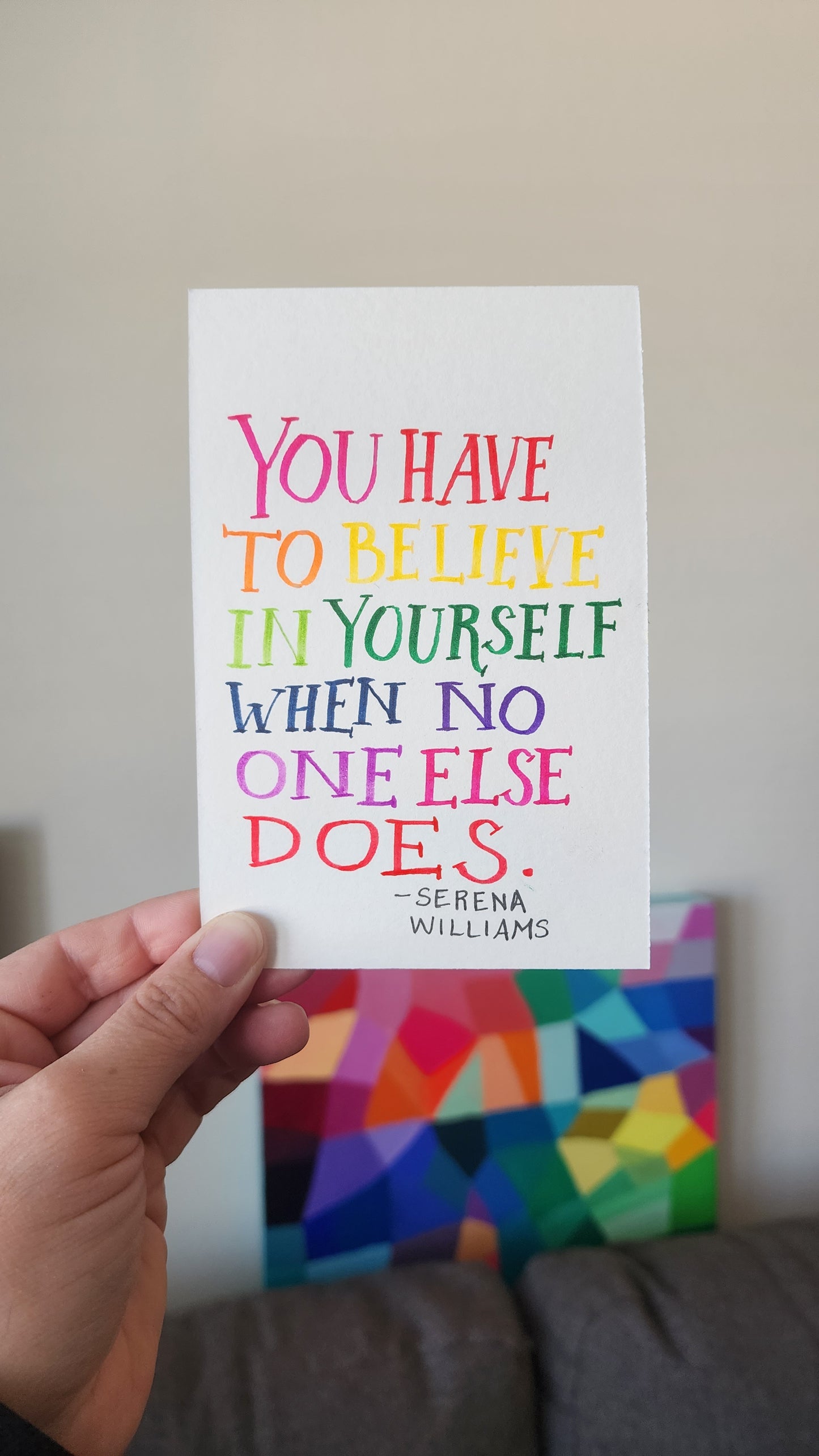 Serena Williams Believe in Yourself ORIGINAL Handlettered Female Empowerment Quote Artwork