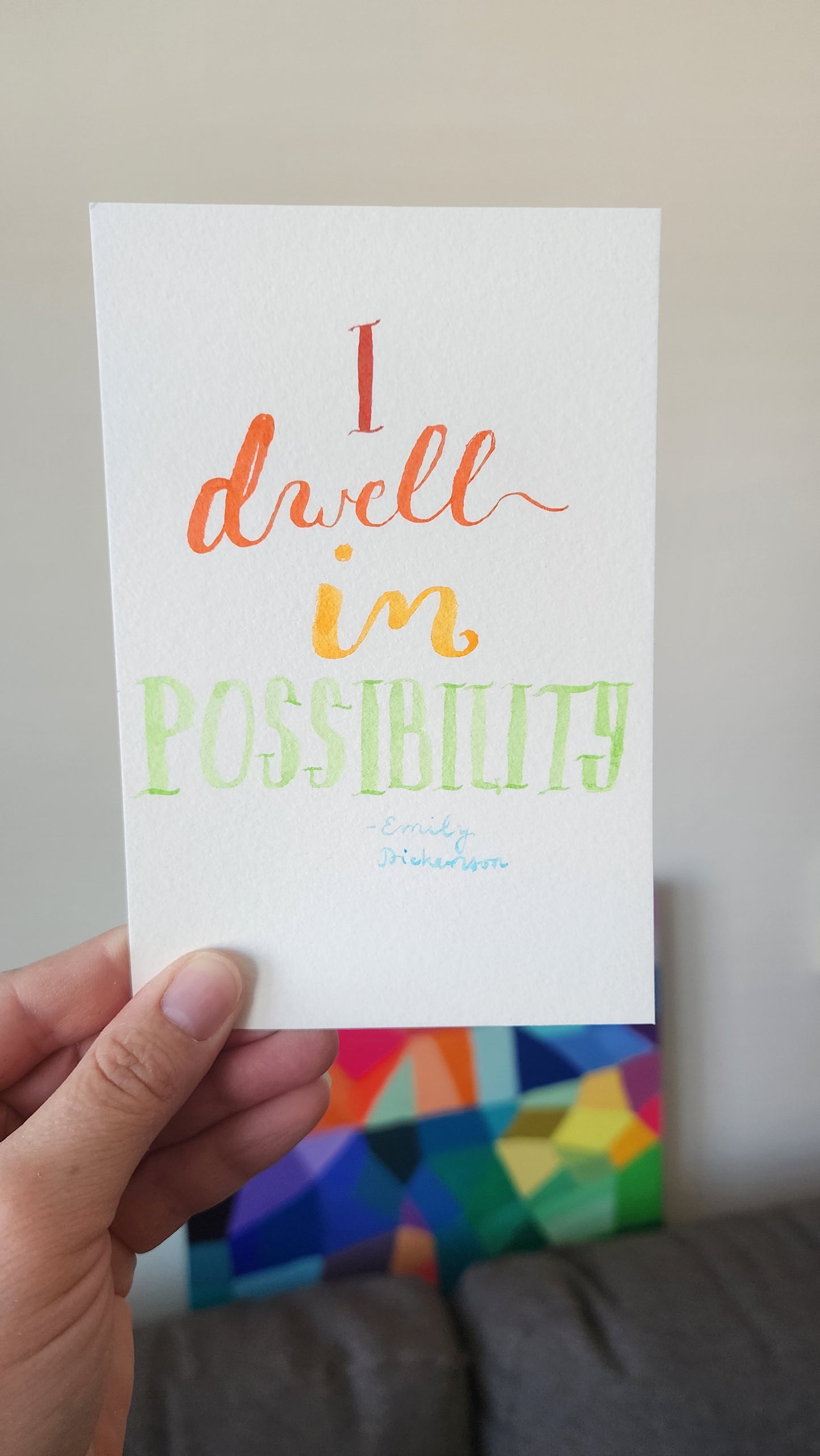 Emily Dickenson I Dwell in Possibility ORIGINAL Handlettered Female Empowerment Quote Artwork
