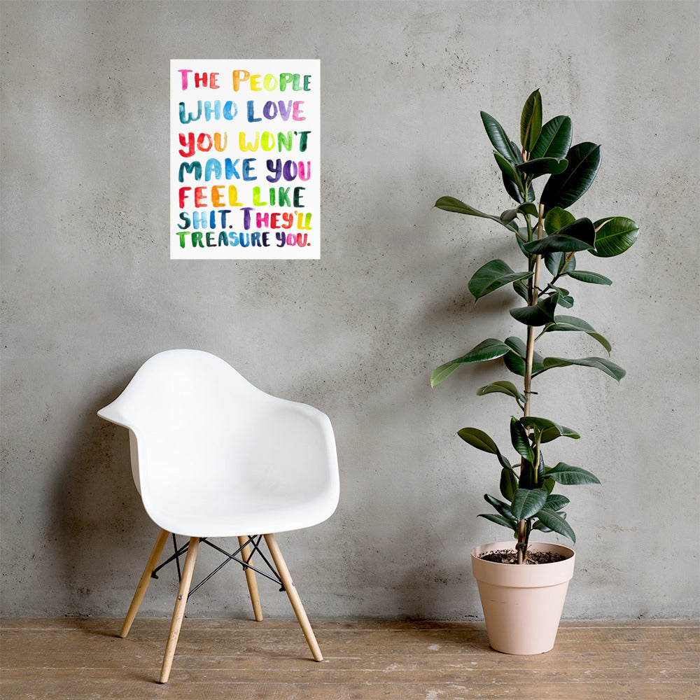 The People Who Love You Watercolor Rainbow Handlettered Quote PRINT