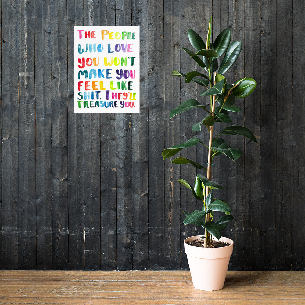 The People Who Love You Watercolor Rainbow Handlettered Quote PRINT