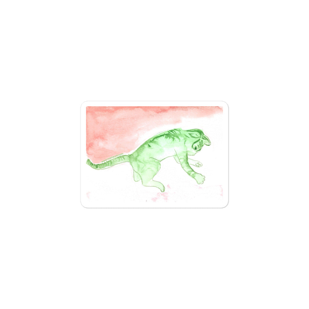 Green Cat Sticker