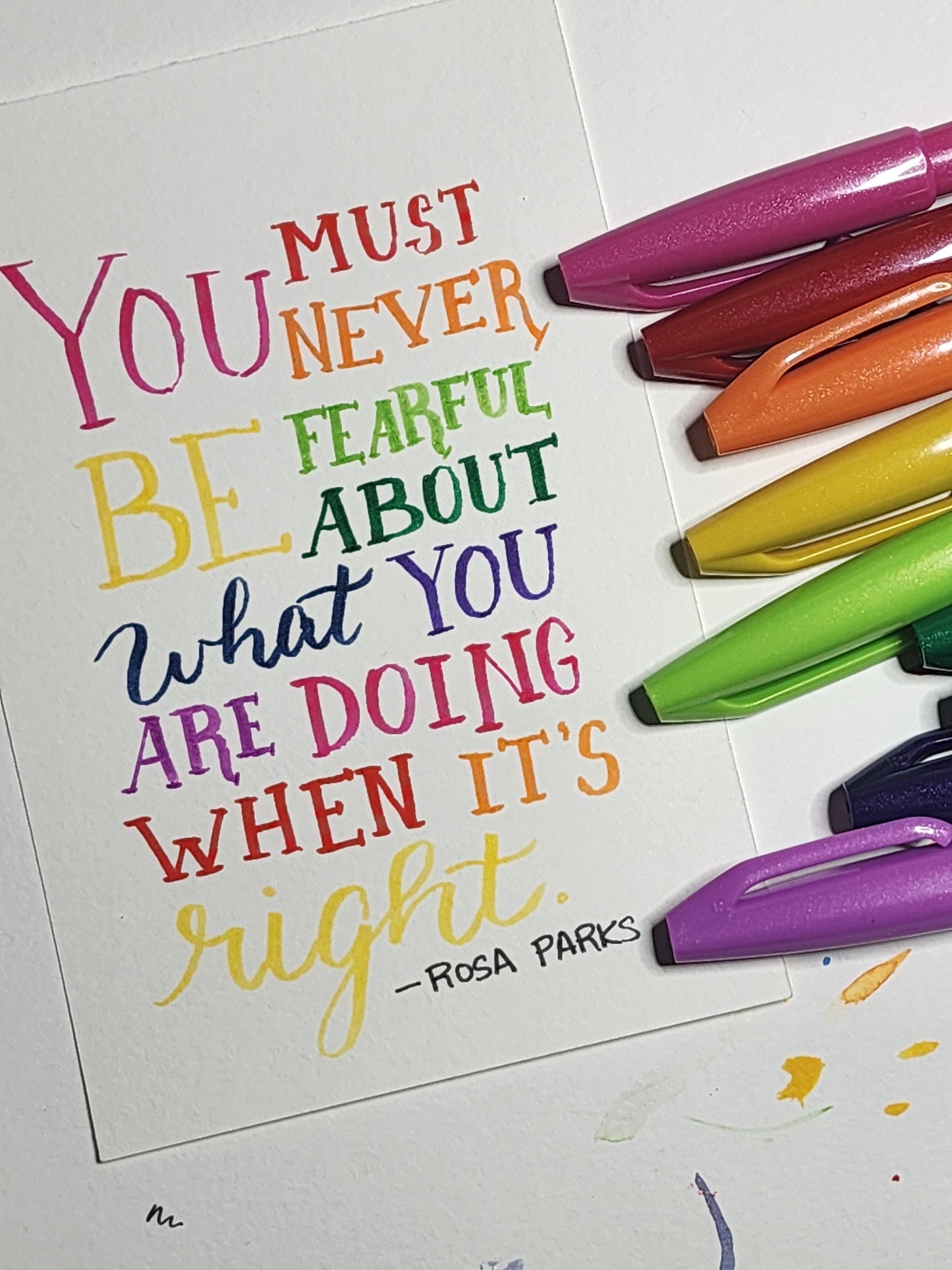 Never Be Fearful Rosa Parks ORIGINAL Handlettered Female Empowerment Quote Artwork