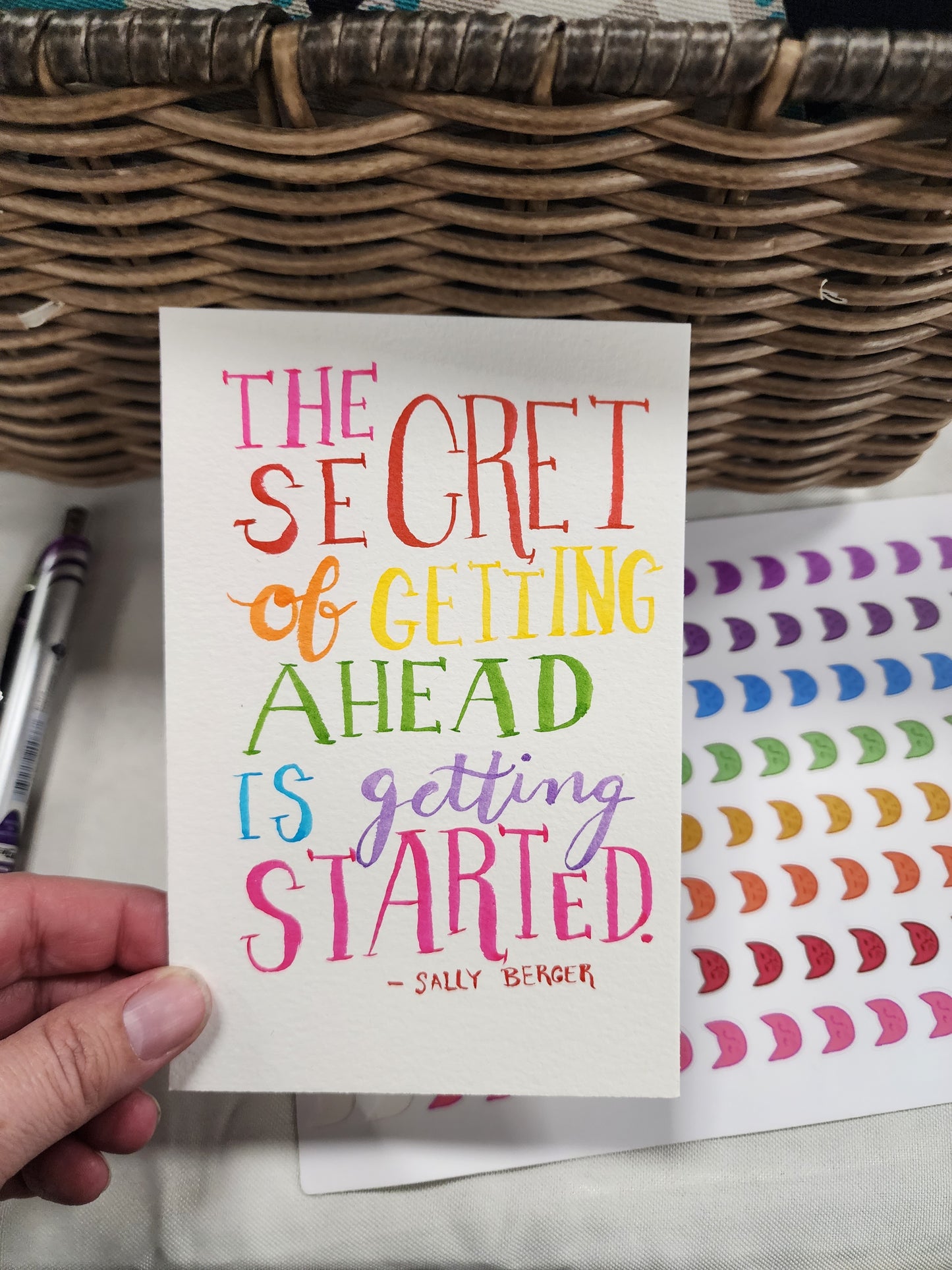 The Secret to Getting Ahead Sally Berger ORIGINAL Handlettered Female Empowerment Quote Artwork