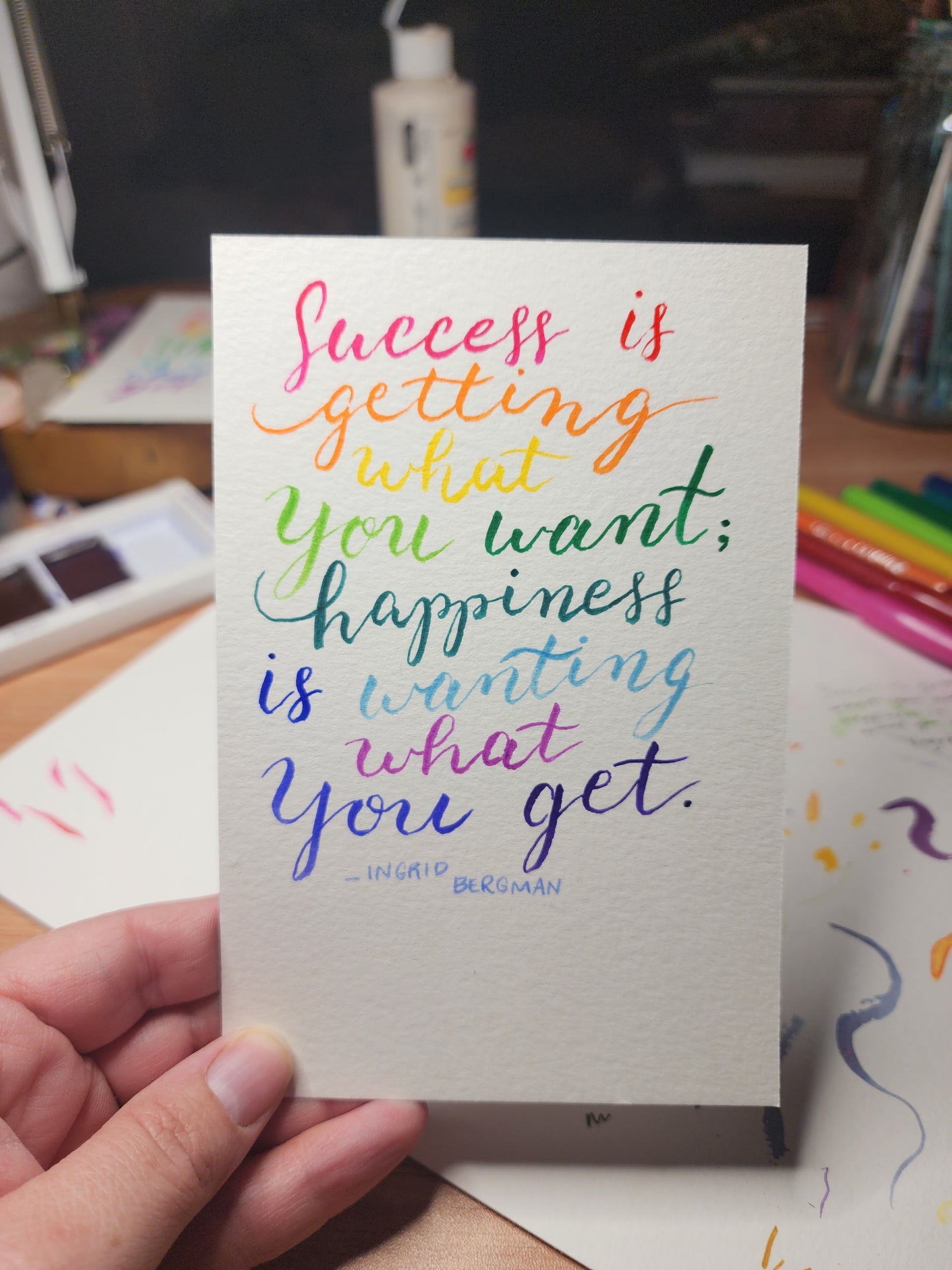 Success Ingrid Bergman ORIGINAL Handlettered Female Empowerment Quote Artwork