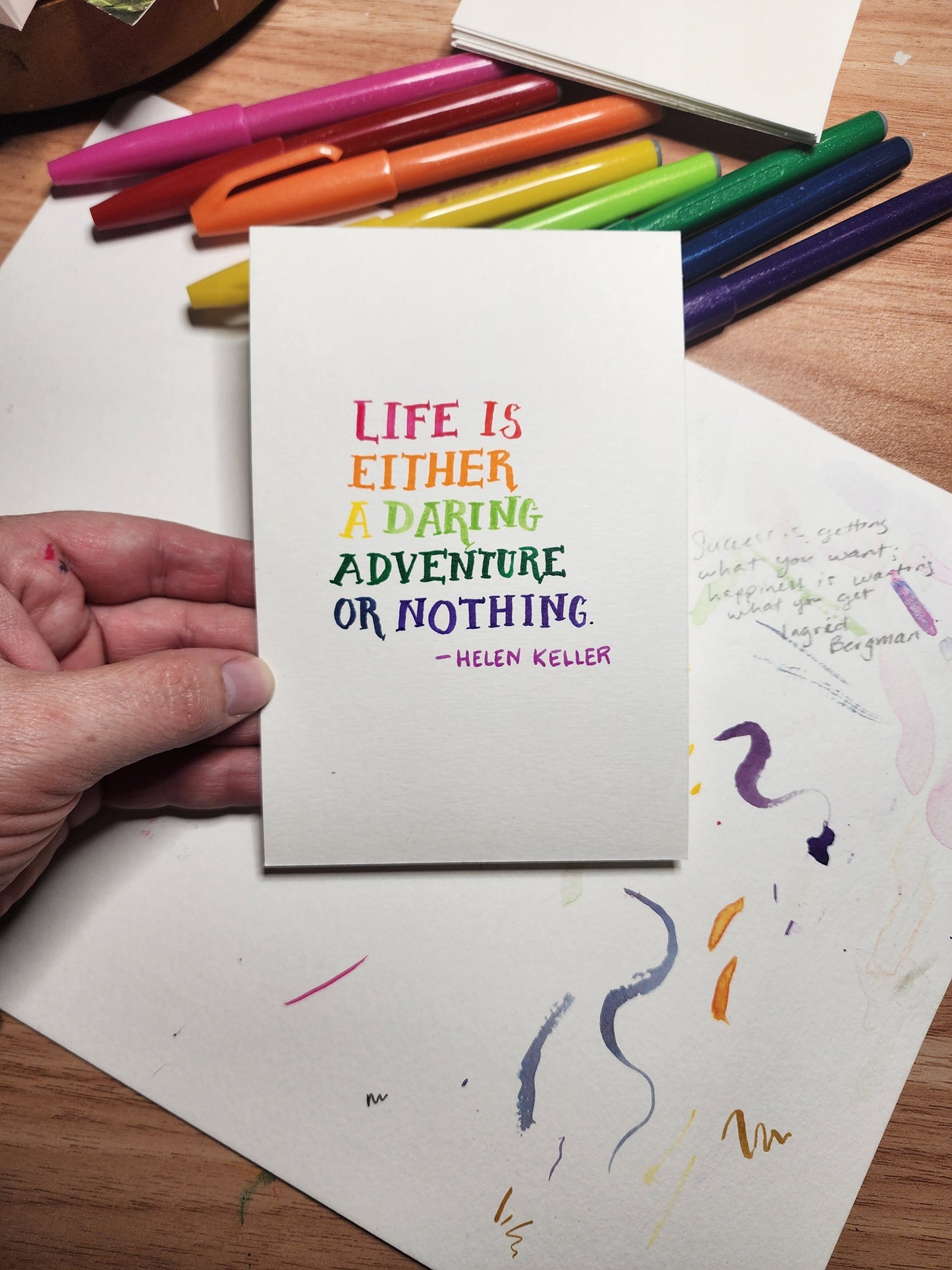 Helen Keller Life is Nothing but a Daring Adventure ORIGINAL Handlettered Female Empowerment Quote Artwork