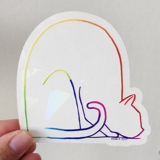 Rainbow Suncatcher Sitting Cat Sticker